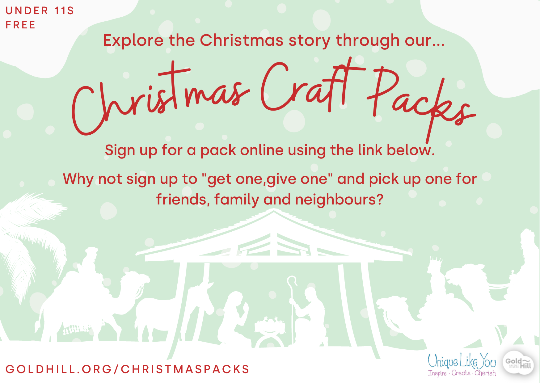 Explore the Christmas Story through our Christmas Craft Packs Get one, Give one collect additional packs for your friends, family and neighbours Suitable for ages up to 11